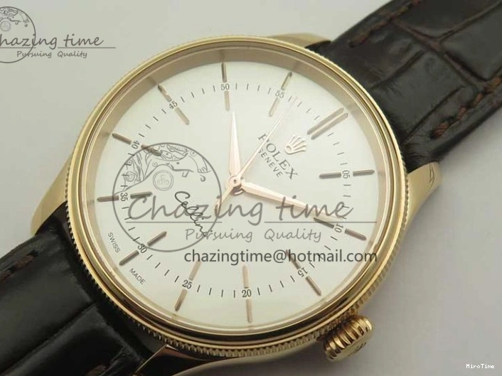 MiroTime 0123 Cellini Time 50509 RG MKF Best Edition White Dial Sticks Marker on Brown Leather Strap A3132 V SoftTouch 3405